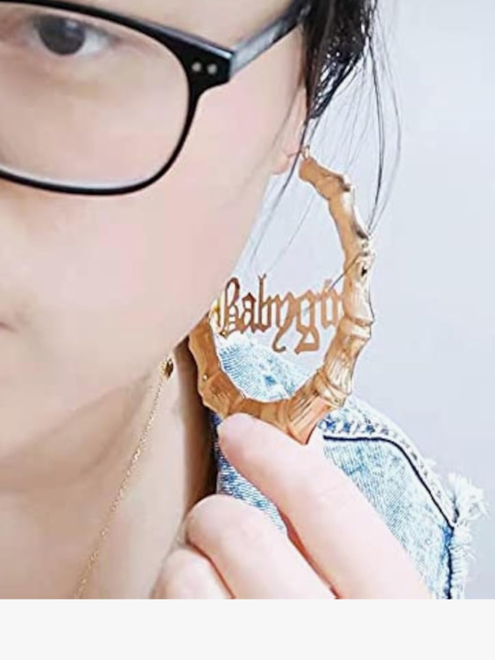 Old English Font Word 9cm elegant Large Bamboo Earrings - Picture 4 of 7